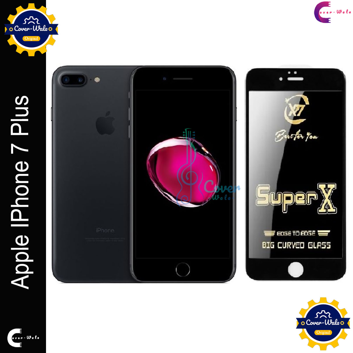 Picture of Tele Shield Premium Edge to Edge Super X Tempered Glass Screen Protector for Apple iPhone 7 Plus - Pack of 1 (Black)