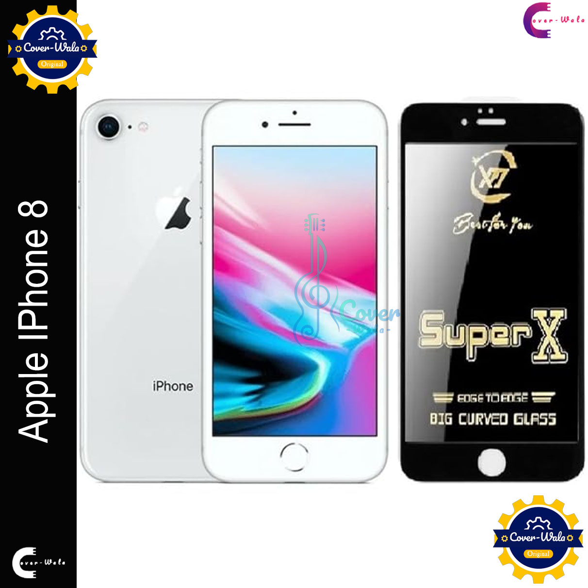 Picture of Tele Shield Premium Edge to Edge Super X Tempered Glass Screen Protector for Apple IPhone 8 - Pack of 1 (Black)