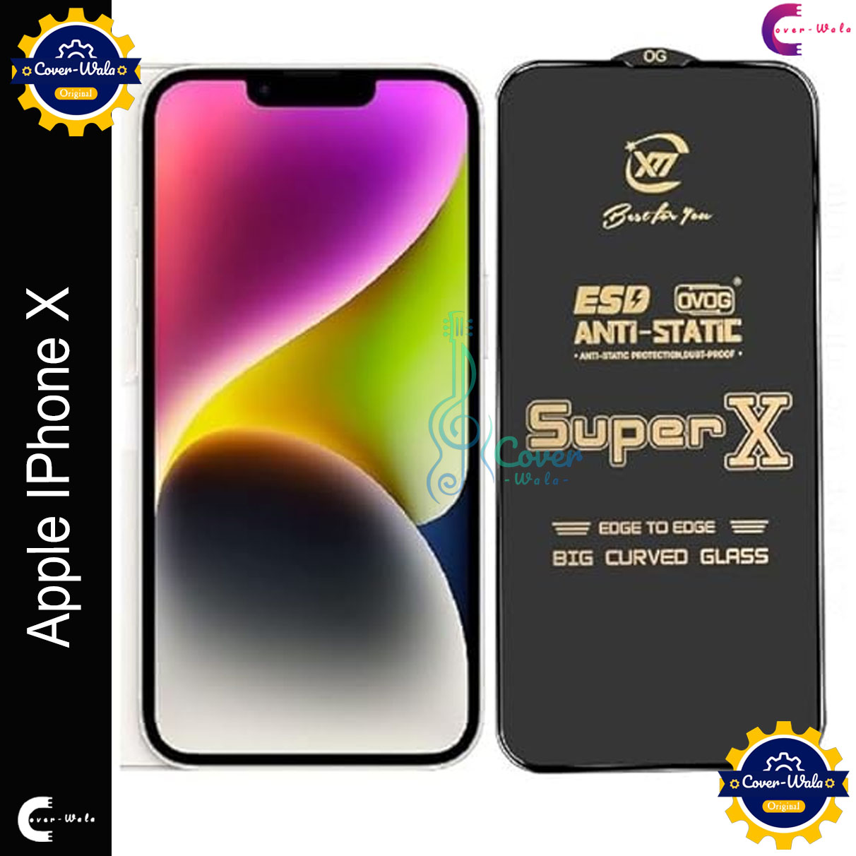 Picture of Tele Shield Premium Edge to Edge Super X Tempered Glass Screen Protector for Apple IPhone X - Pack of 1 (Black)