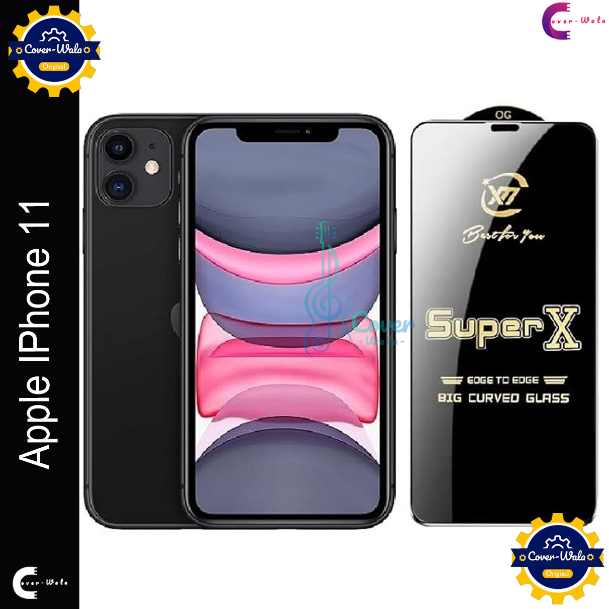 Picture of Tele Shield Premium Edge to Edge Super X Tempered Glass Screen Protector for Apple IPhone 11 - Pack of 1 (Black)
