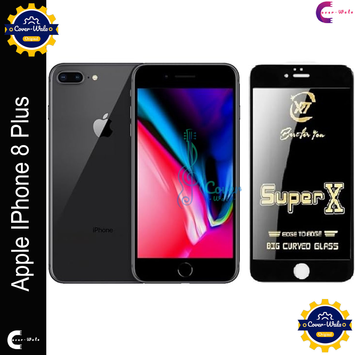 Picture of Tele Shield Premium Edge to Edge Super X Tempered Glass Screen Protector for Apple iPhone 8 Plus - Pack of 1 (Black)