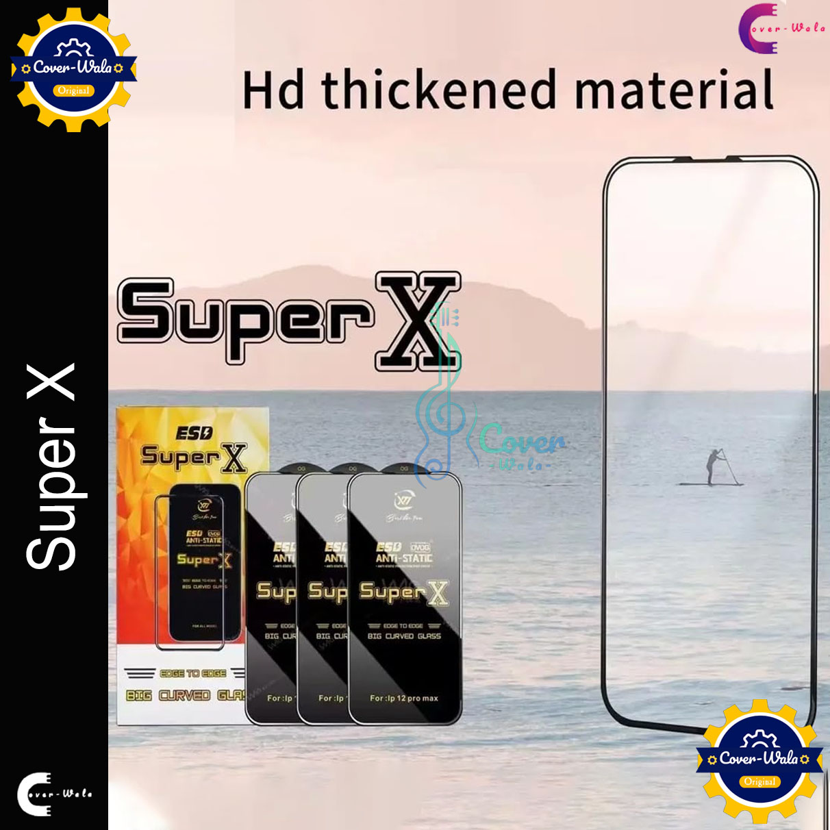 Picture of Tele Shield Premium Edge to Edge Super X Tempered Glass Screen Protector for Apple iPhone 8 Plus - Pack of 1 (Black)