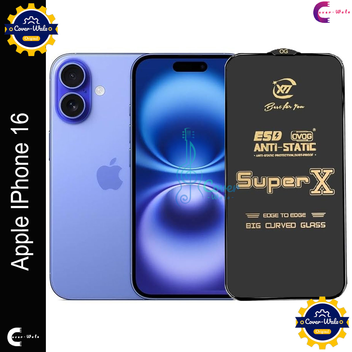 Picture of Tele Shield Premium Edge to Edge Super X Tempered Glass Screen Protector for Apple IPhone 16 - Pack of 1 (Black)