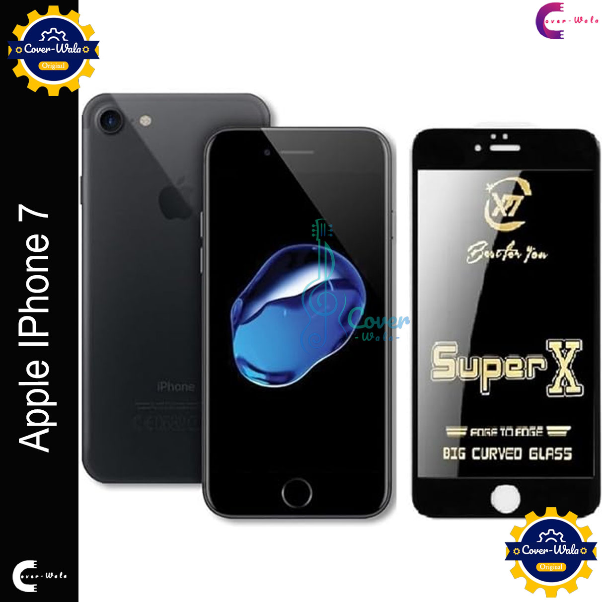 Picture of Tele Shield Premium Edge to Edge Super X Tempered Glass Screen Protector for Apple IPhone 7 - Pack of 1 (Black)