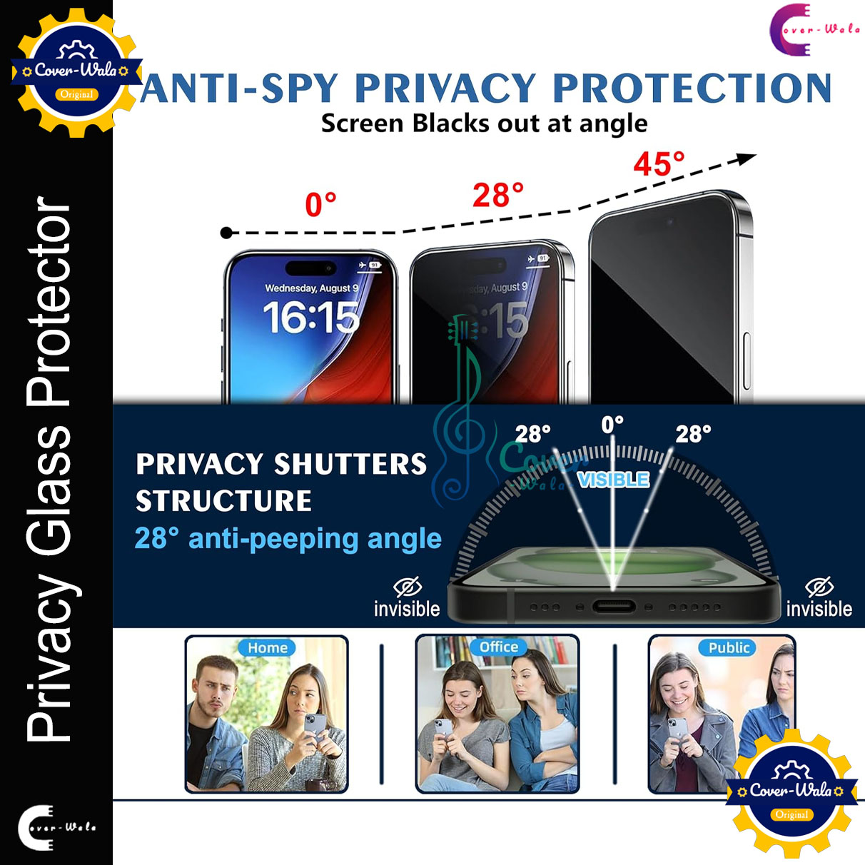 Picture of Privacy Tempered Glass for Apple iPhone 14 Pro Max | Screen Protector Full HD Quality Tempered Glass Anti-Scratch Edge to Edge Coverage (Black)