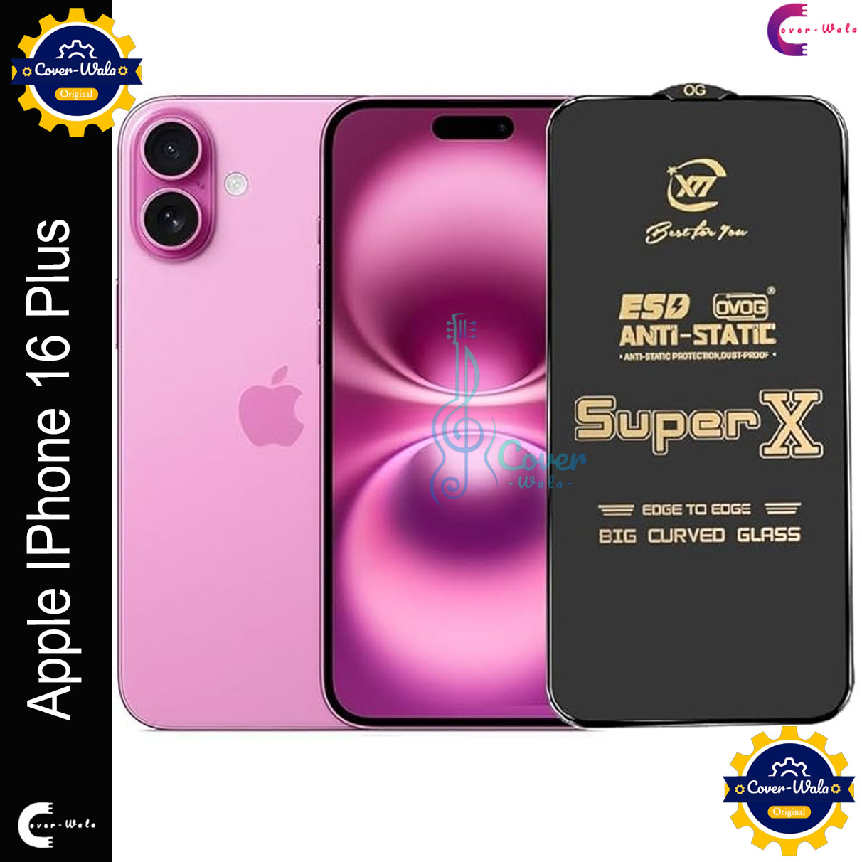 Picture of Tele Shield Premium Edge to Edge Super X Tempered Glass Screen Protector for Apple iPhone 16 Plus - Pack of 1 (Black)