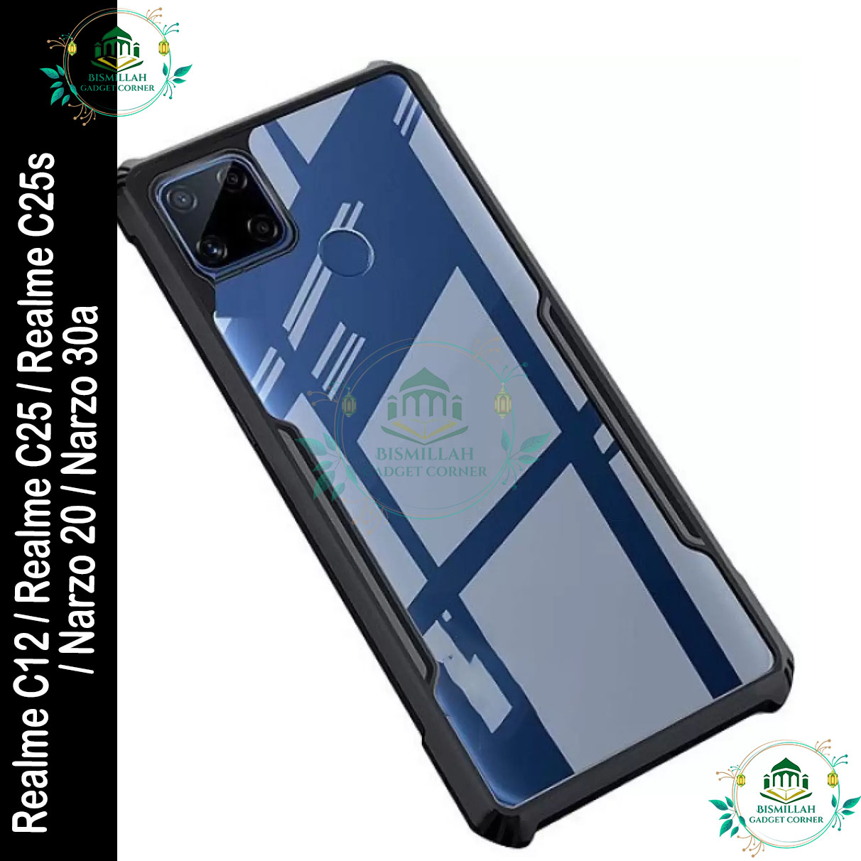 Picture of Xundd Back Cover for Realme c12 / Realme c25 / Realme c25s / Narzo 20 / Narzo 30a Transparent Hybrid Hard PC Back Bumper