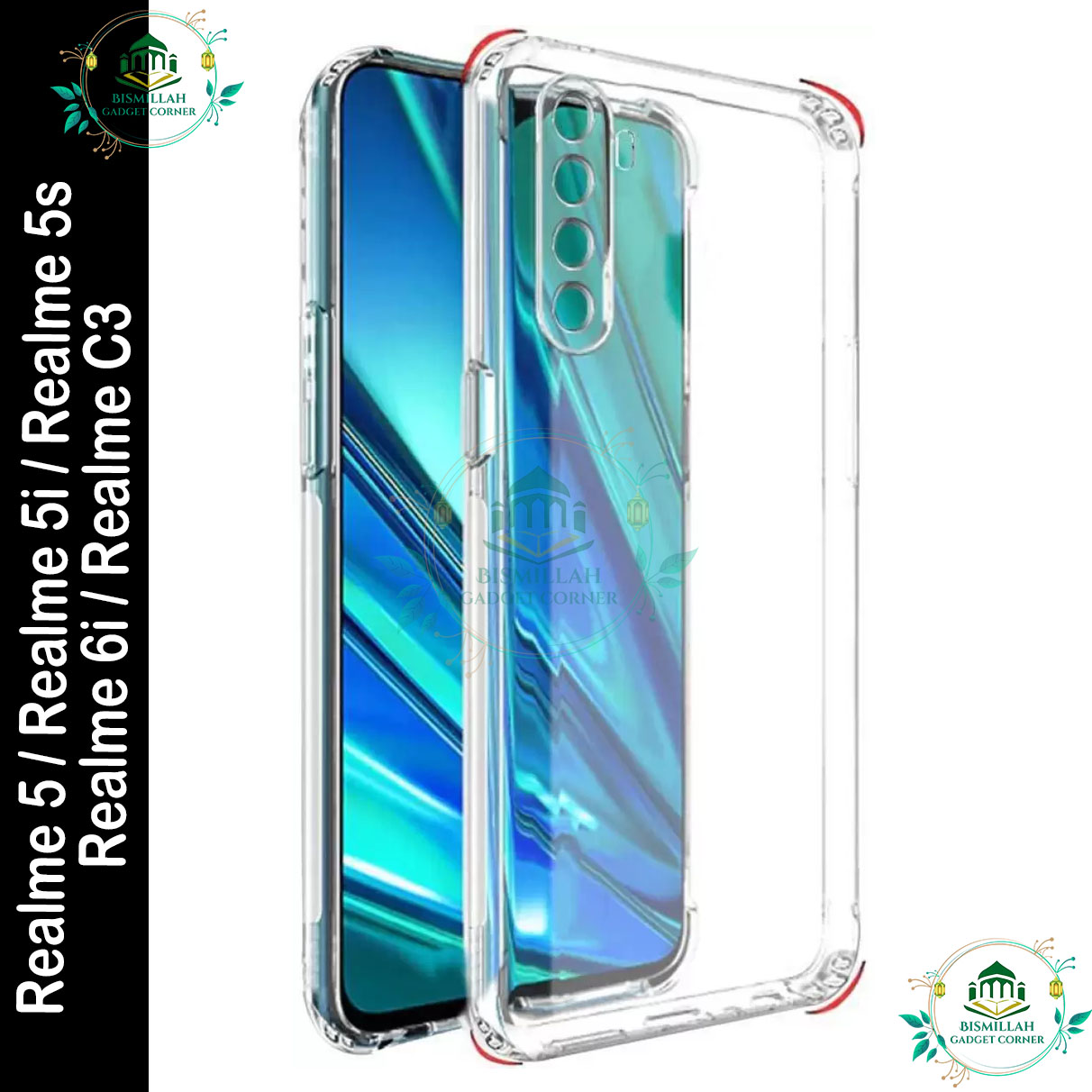 Picture of Transparent back cover For Realme 5 / Realme 5i / Realme 5s / Realme 6i / Realme C3 Luxury transparent Protect Back Cover Soft Case