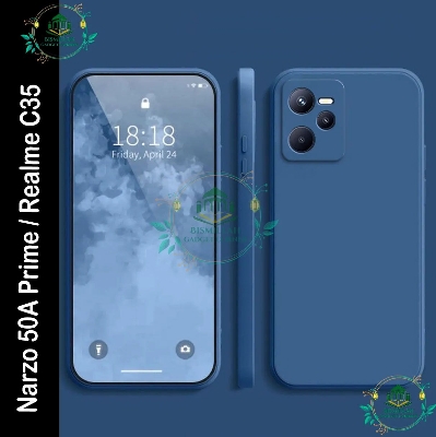 Picture of For Realme C35 / Realme Narzo 50A Prime Liquid Silicone Soft Gel Rubber Shockproof Cover - Camera - Phone Back Cover