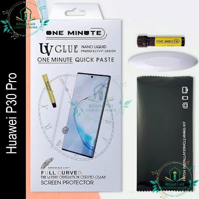 Picture of Premium UV Tempered Glass For Huawei P30 Pro Screen Protector Curved with Liquid Glue and UV Light -Transparent Clear