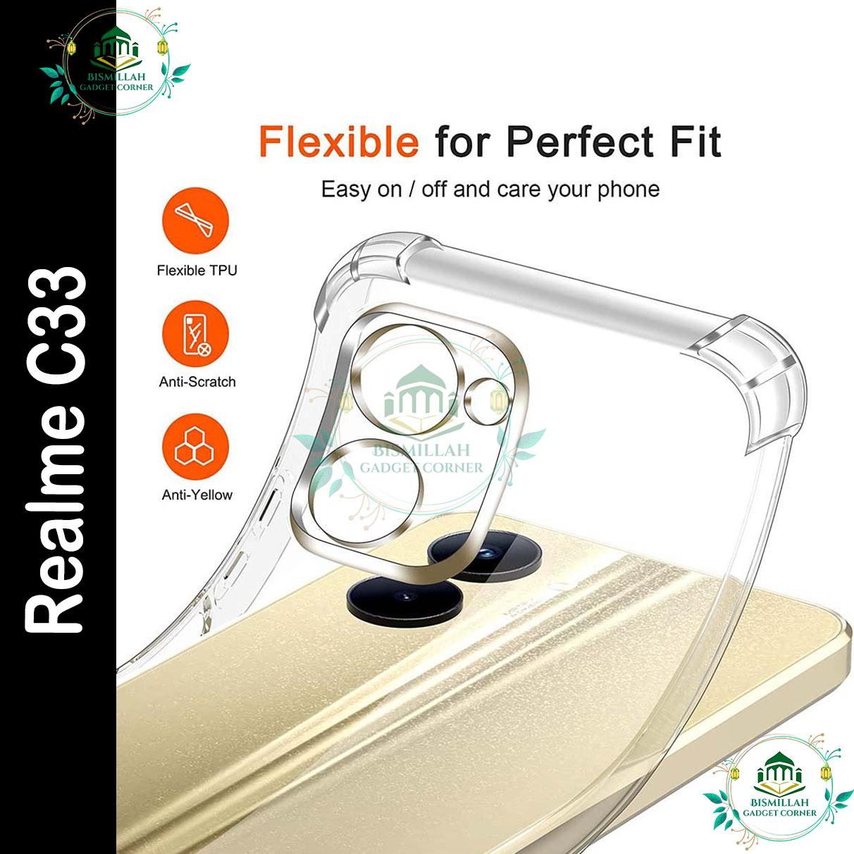 Picture of Transparent back cover For Realme C33 Luxury transparent Protect Back Cover Soft Case