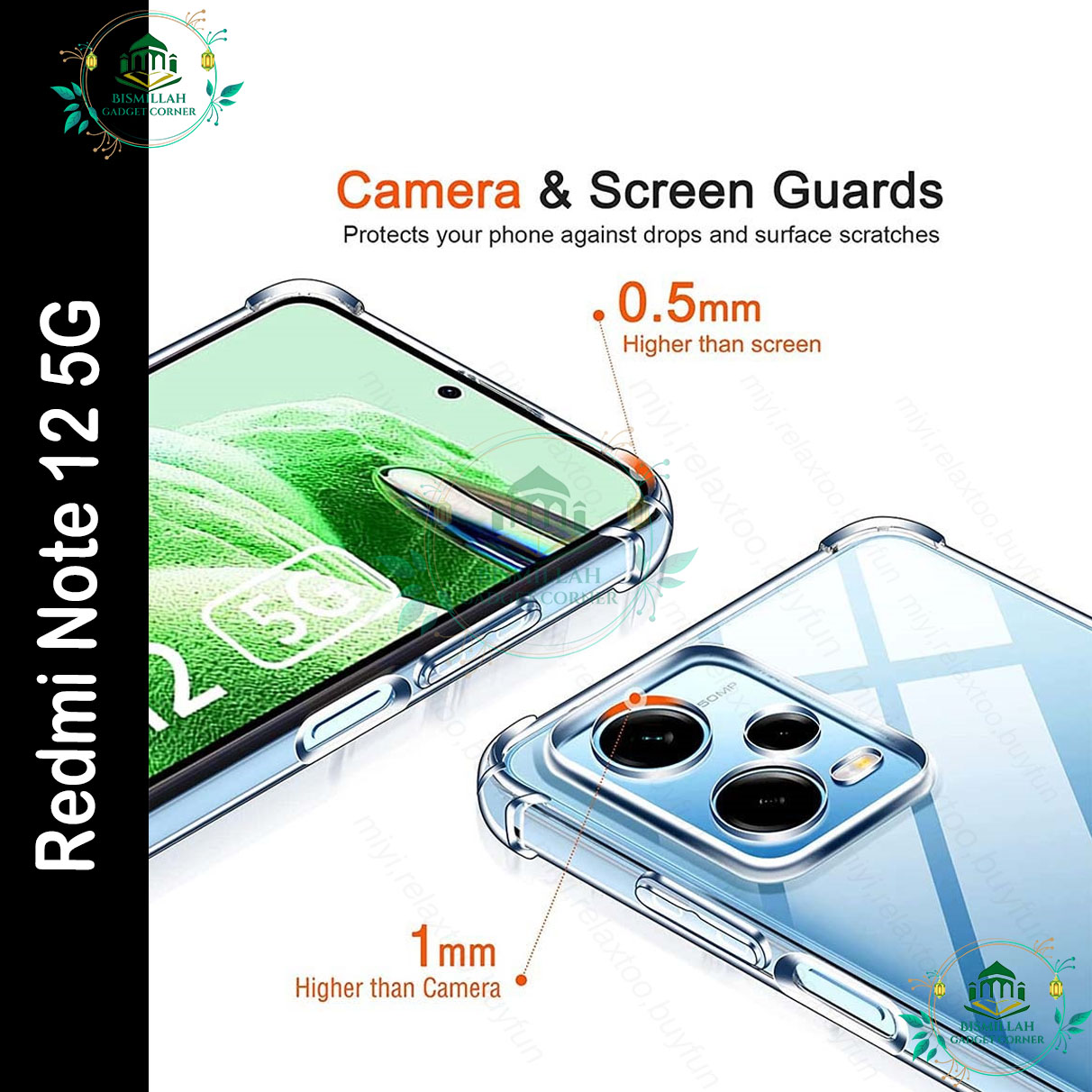 Picture of Transparent back cover For Redmi Note 12 5G Luxury transparent Protect Back Cover Soft Case