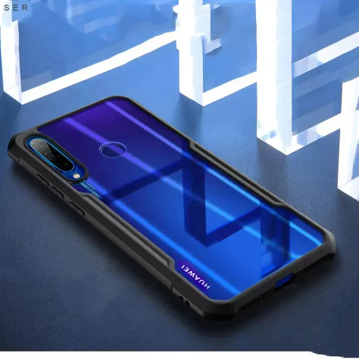 Picture of For Huawei Y7p Reinforced  Unique Shockproof Cushion Back Clear Hybrid Transparent Hard Cover Casing