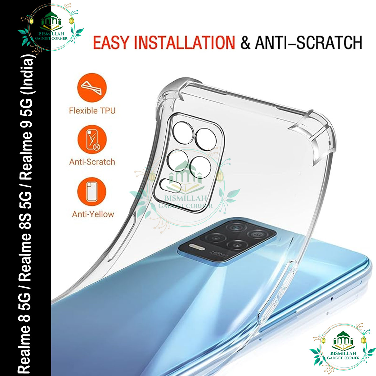 Picture of Transparent back cover For Realme 8 5G / Realme 8S 5G / Realme 9 5G (India) Luxury transparent Protect Back Cover Soft Case