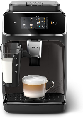 Picture of PHILIPS Series 2300 Fully Automatic Espresso Machine - 4 Hot Drinks, Fast Clean, 40% Quieter SilentBrew, Aquaclean Filter, Matte Black (EP2330/10)