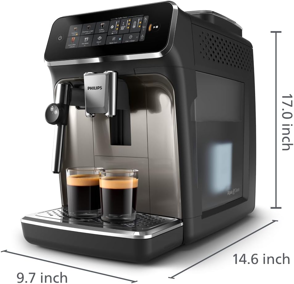 Picture of PHILIPS Series 2300 Fully Automatic Espresso Machine - 4 Hot Drinks, Fast Clean, 40% Quieter SilentBrew, Aquaclean Filter, Matte Black (EP2330/10)