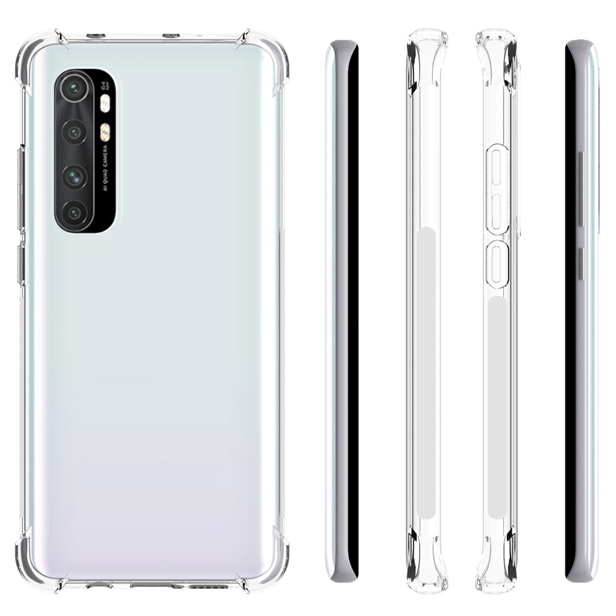Picture of Xiaomi Mi Note 10 Lite Phone Case Transparent Soft Gel TPU Reinforced Corners Cushion Bumper Shockproof Drop Protection Case Cover