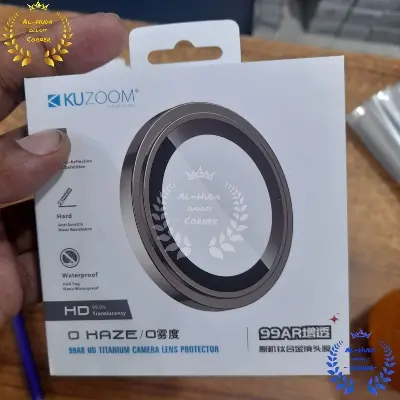 Picture of iPhone 15 pro / 15 Pro Max / Kuzoom Tempered Glass Metal Ring Camera Lens Protector Film