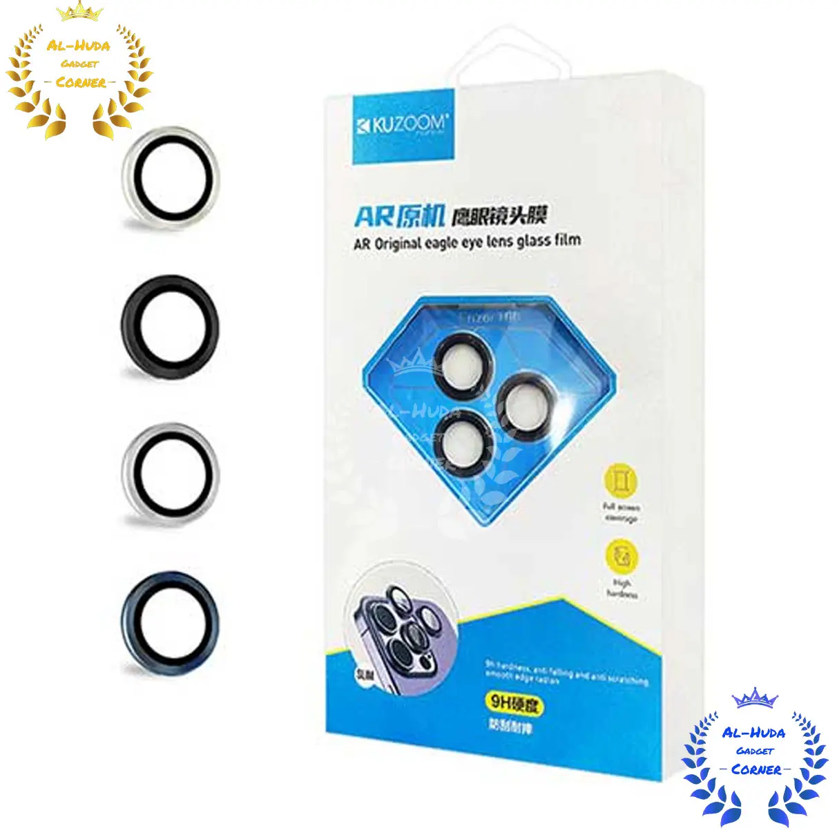 Picture of Kuzoom Tempered Glass Metal Ring Camera Lens Protector Film For iPhone 16 pro / 16 Pro Max