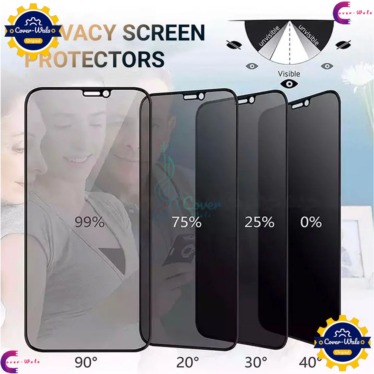Picture of Super X / Rainbow / Privacy Tempered Glass Screen Protector Specially Designed For VIVO T1 / VIVO S16E / VIVO V27E Edge To Edge Coverage With Easy Installation Kit