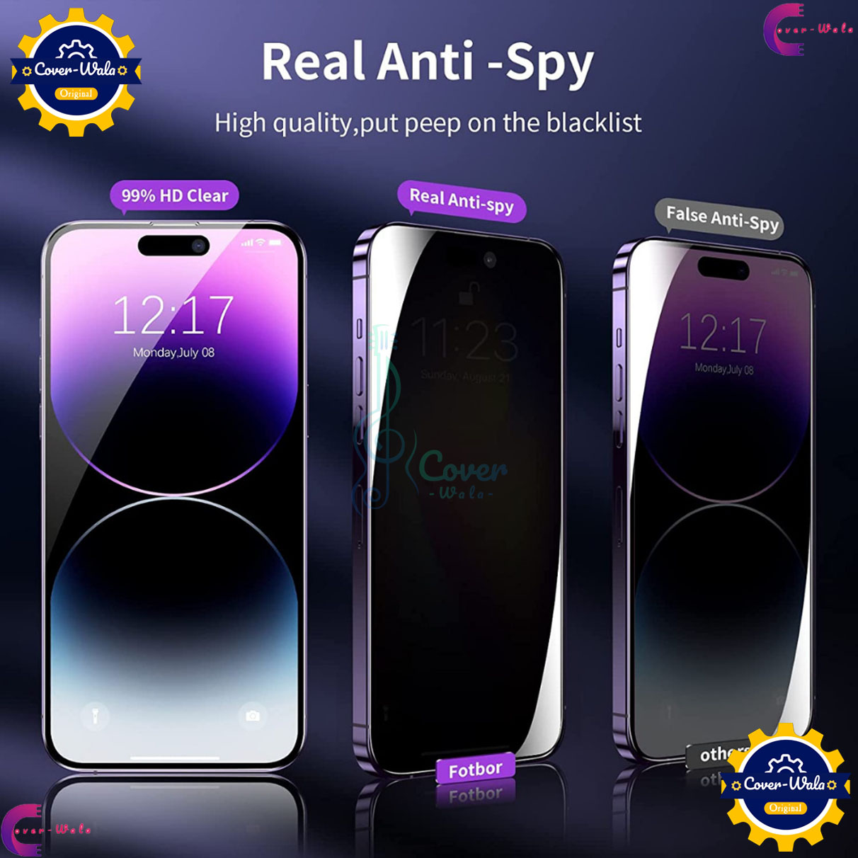 Picture of Super X / Rainbow / Privacy Tempered Glass Screen Protector Specially Designed For Vivo Y51A / Vivo Y52 5G / Vivo Y52S / Vivo Y52T 5G / Vivo Y52S T1 / Vivo Y53S 4G / Vivo Y55S 5G / Vivo Y55 5G Edge To Edge Coverage With Easy Installation Kit