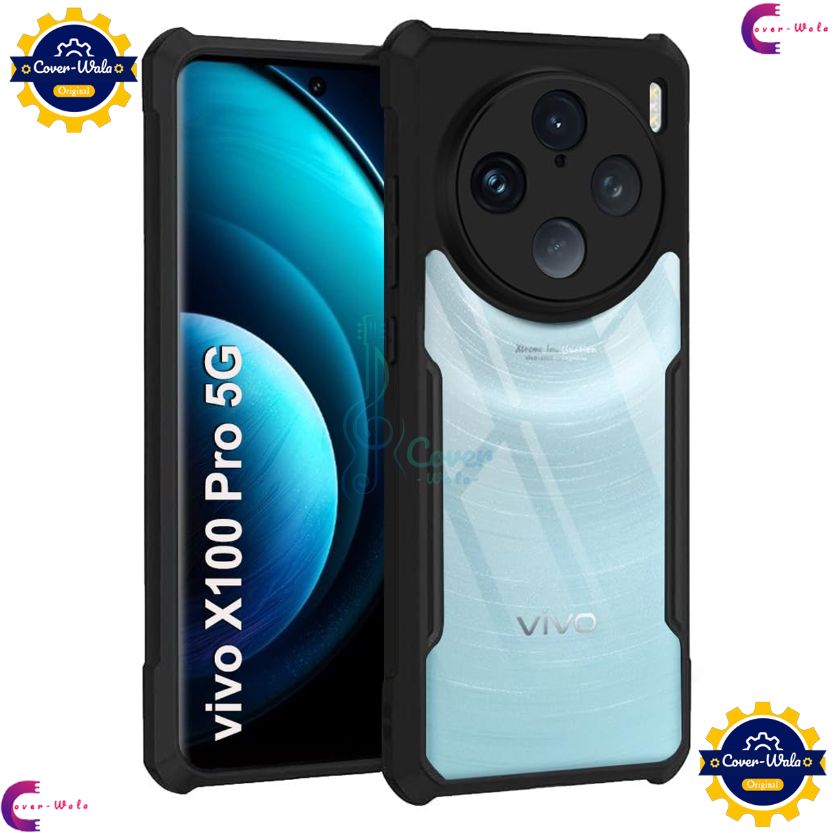 Picture of Transparent Back Clear Cover case + Xundd Protective Cover + Silicone Back Cover With Camera Protection Specially Designed For Vivo X100 PRO 5G Back Cover.