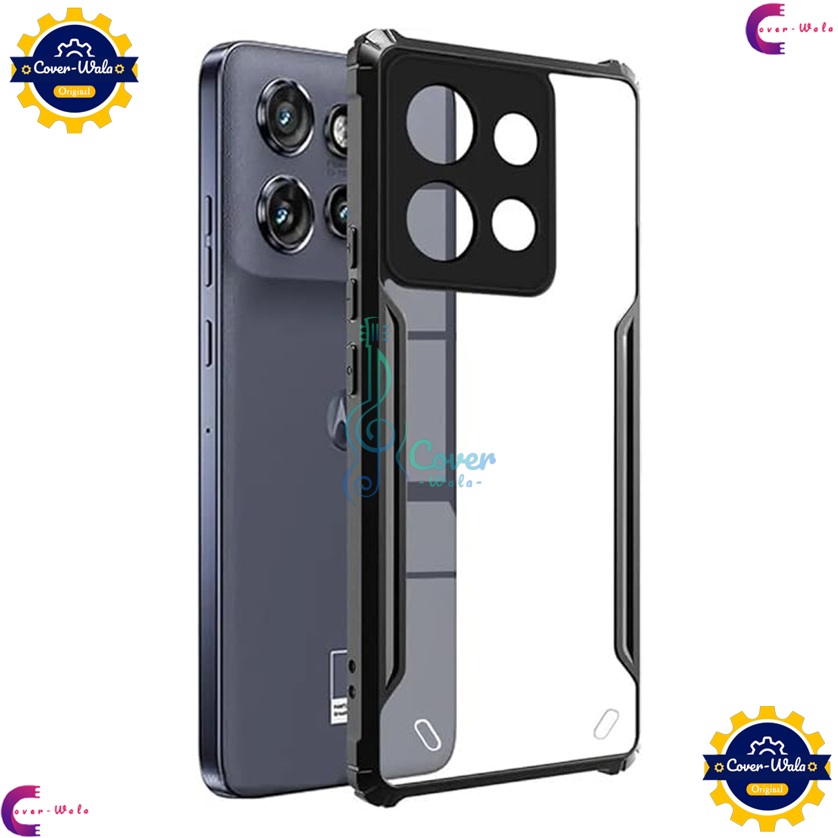 Picture of Transparent Back Clear Cover case + Xundd Protective Cover + Silicone Back Cover With Camera Protection Specially Designed For Motorola Moto Edge 60 Pro 5G Back Cover.