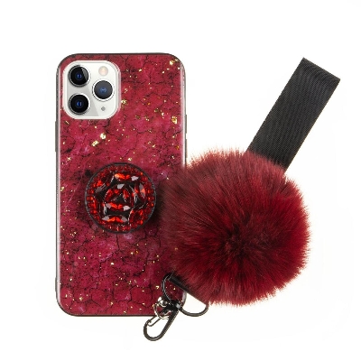 Picture of Apple iPhone 11 pro (5.8) Soft Silicone Glitter Diamond Lanyard Casing Wristband Flower Pattern Back Cover (Back Case Cover For Smartphone)