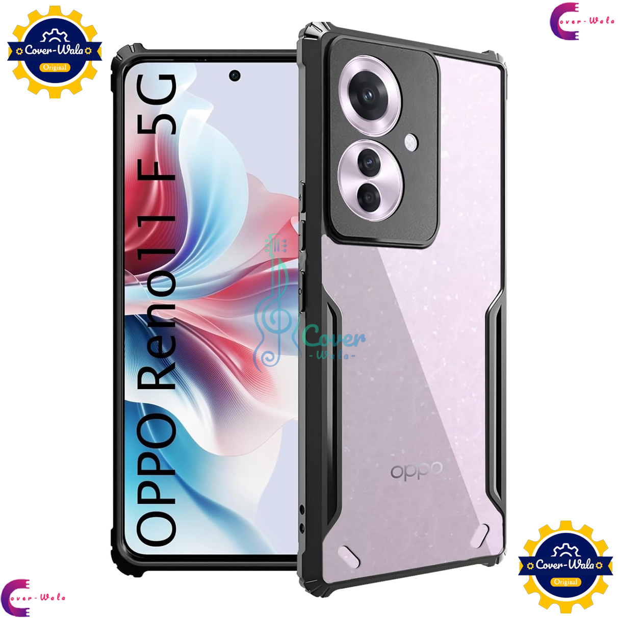 Picture of Transparent Back Clear Cover case + Xundd Protective Cover + Silicone Back Cover With Camera Protection Specially Designed For OPPO Reno 11F 5G / OPPO Reno 11 F Back Cover.