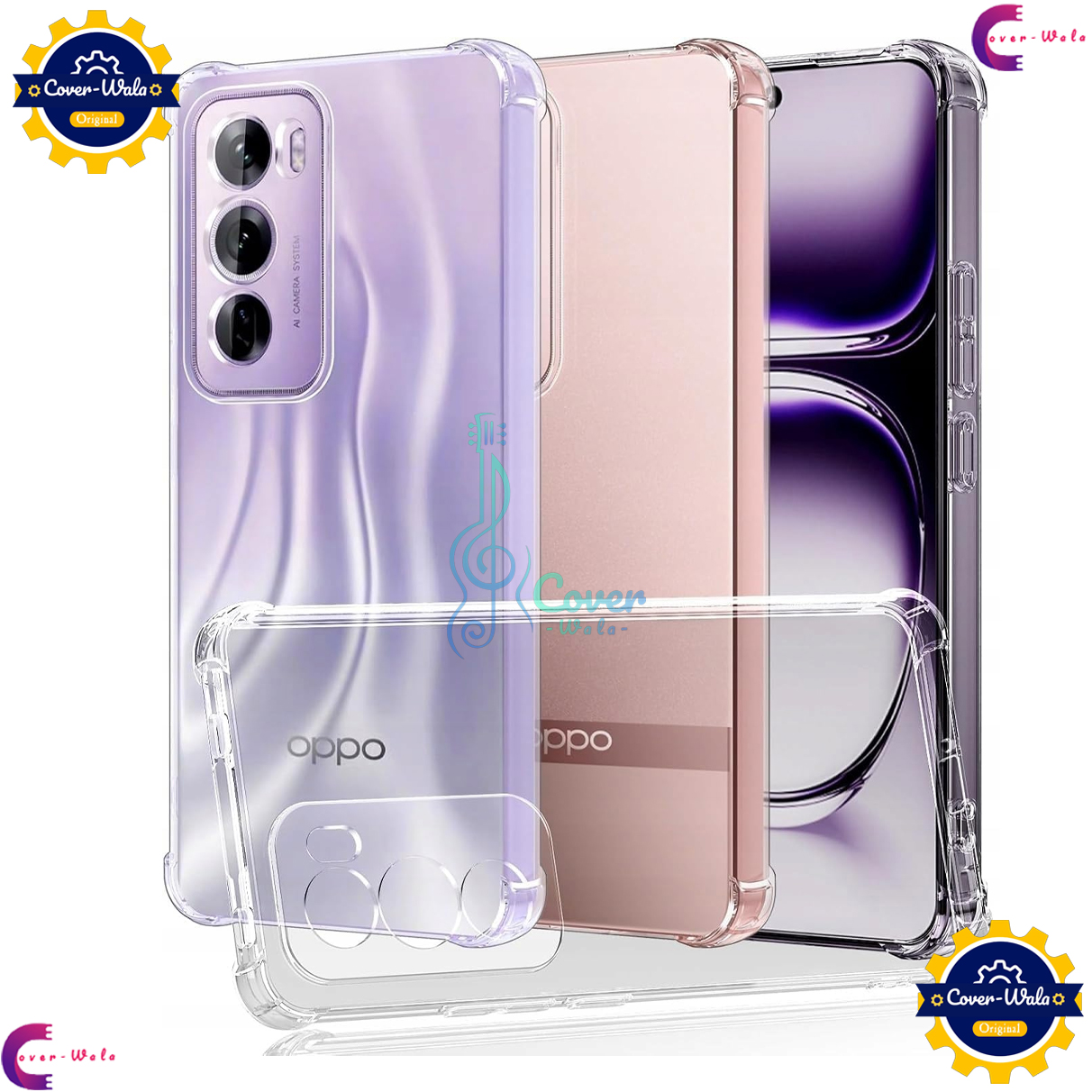 Picture of Transparent Back Clear Cover case + Xundd Protective Cover + Silicone Back Cover With Camera Protection Specially Designed For Oppo Reno 12 Pro 5G Back Cover.