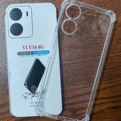 Picture of For Vivo Y02s/ Vivo Y16 silicon Shockproof Cushion Back Clear Hybrid Transparent silicon Cover Casing