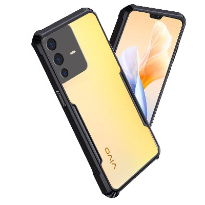 Picture of Solimo Back Case Cover for Vivo V23 Pro 5G | Compatible for Vivo V23 Pro 5G Back Case Cover | Clear Case for Vivo V23 Pro 5G with Camera Protection | (TPU + PC | Matte Black)
