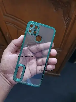 Picture of For Realme C21 High Quality Shookproof Transparent Back Cover With Slide Camera Protection
