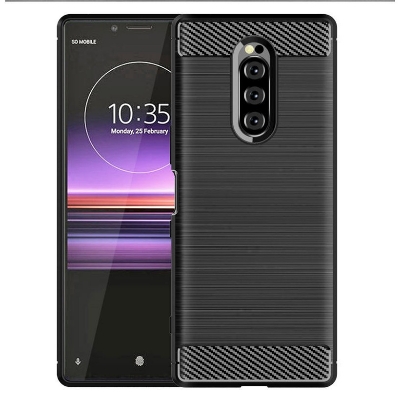 Picture of Carbon Fiber Case For Sony Xperia 1/Xperia XZ4 - Luxury Stylish Rubber Silicone Armor Designed Shockproof Flexible Camera Bumper Protective TPU Back Cover - Camera - Phone Back Cover