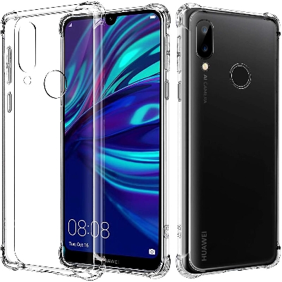 Picture of For Huawei Y7 2019 Transparent 6D Crystal silicone Bumper case antiShock corner Clear back cover