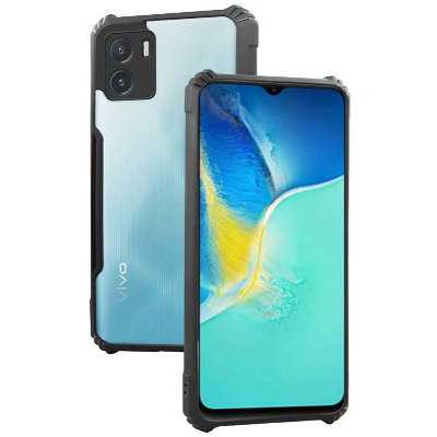 Picture of For Vivo Y01 / Vivo Y15S Edge-Reinforced Shockproof Cushion Back Clear Hybrid Transparent Hard Cover Casing