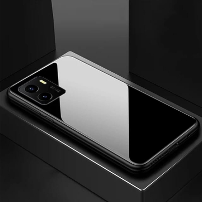 Picture of for Vivo Y15s Case Glass Hard Gradient Painted Shockproof Phone Back Cover