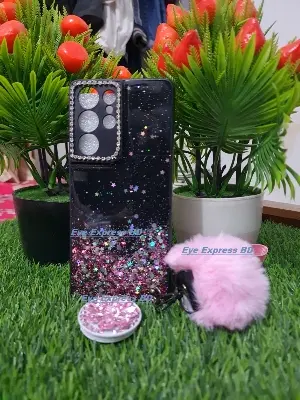 Picture of Samsung Galaxy  S21 ultra  Ladies cover Pop Up Socket & Pom Pom Back Cover