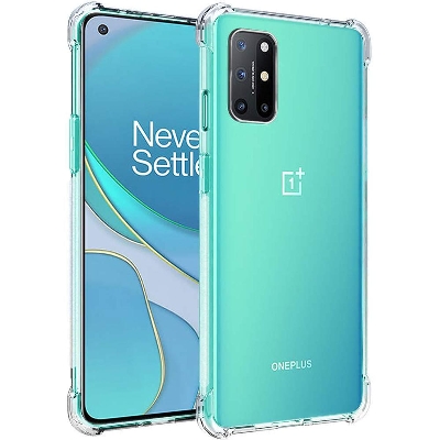 Picture of For OnePlus 9R Silicone Shock Proof Hard Back Soft Air Corner Bumper Anti-Scratch Cover Case for "OnePlus 9R" (Transparent cover)