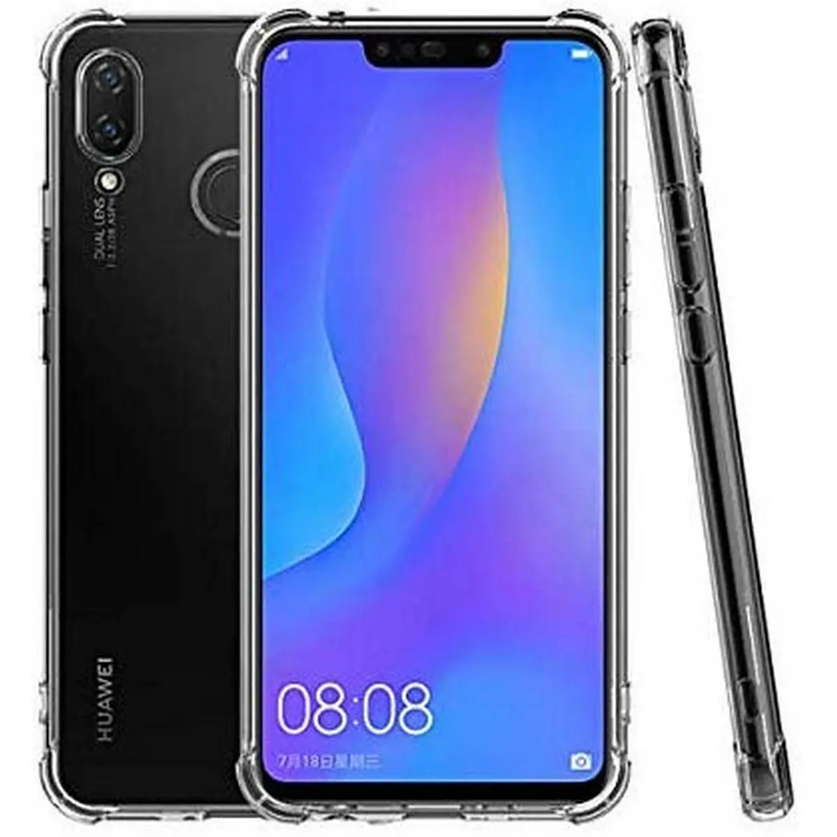 Picture of Huawei Nova 3i Premium Silicone Case Crystal Clear Soft TPU Ultra-Thin Transparent Flexible Protective Mobile Phone Back Cover