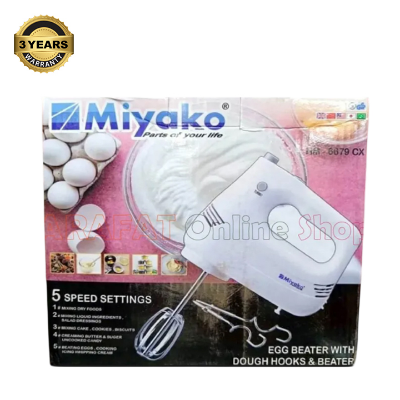 Miyako Egg Beater & Hand Mixer with Dough Hooks in a Storage Case | 5 Speed Setting | Model : HM-6679 | Colour : White Digital Squareonline shop bangladeshothoba.com