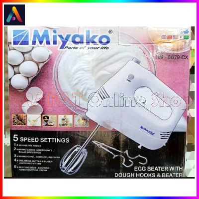 Miyako Egg Beater & Hand Mixer with Dough Hooks in a Storage Case | 5 Speed Setting | Model : HM-6679 | Colour : White Digital Squareonline shop bangladeshothoba.com