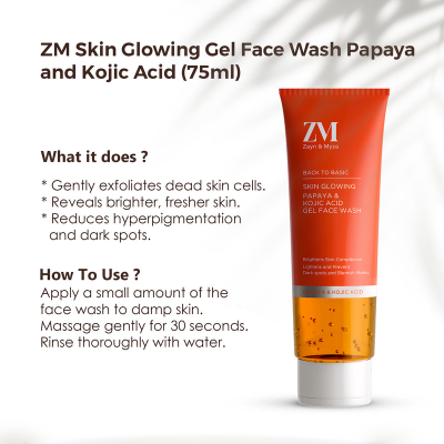 Picture of ZM Skin Glowing Gel Face Wash 75 ML Papaya & Kojic Acid BD