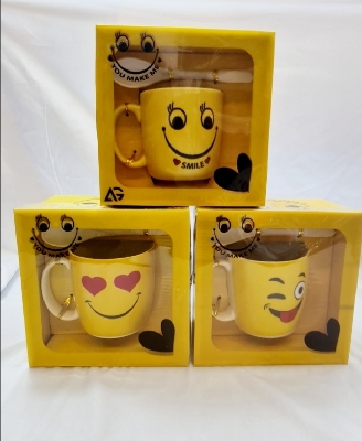 Picture of Emoji Ceramic Mug giftbox with spoonYellow Colors Gift- 1 piec Emoji Cup Mug made byBone China Ceramic