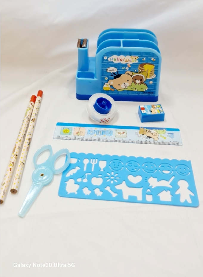 Picture of 8 in 1 communication pen stand with stationary set baby gift set