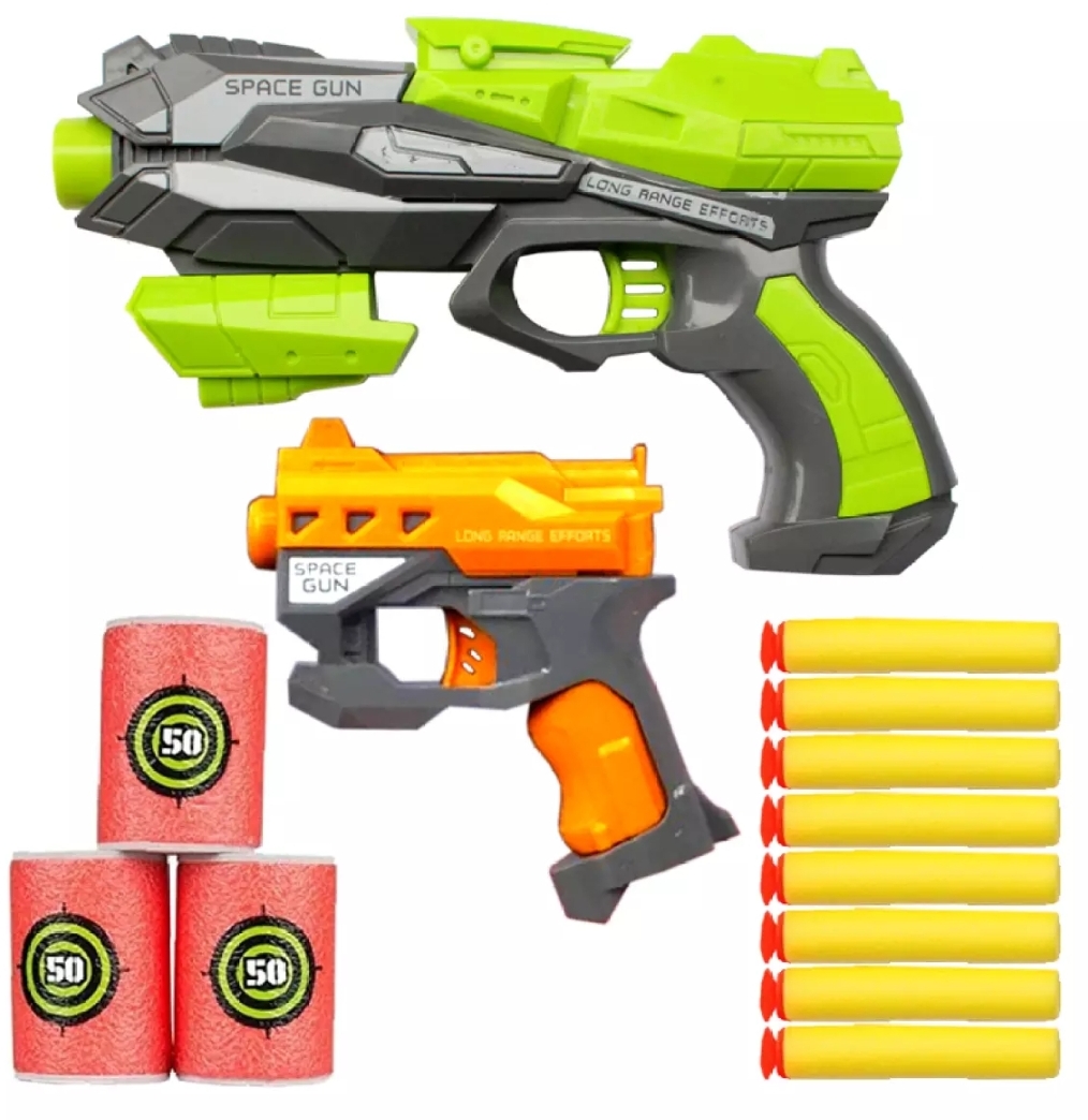 Picture of 2 Pcs Competition Soft Nerf G.un Space G.un Bundle With 8 PCs Nerf Bullets 3 Eva Soft Target Set Toys For Kids