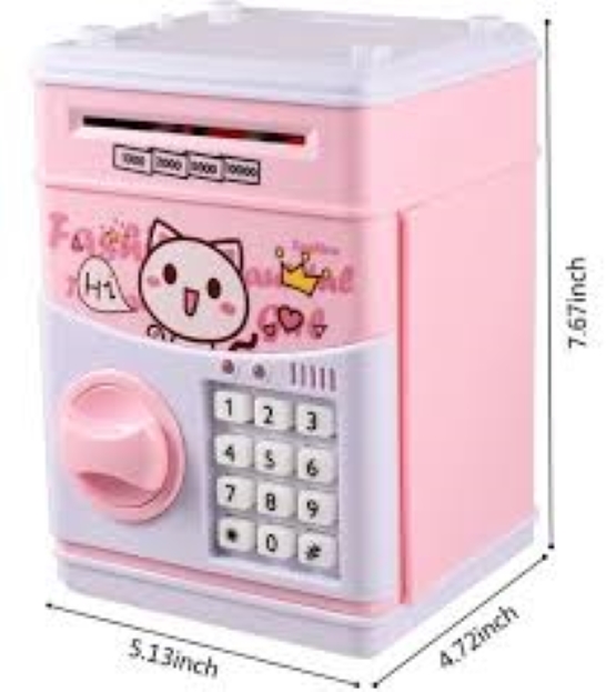 Picture of Portable ATM Password Protected Automatic Door Money &Coin Deposit Box, BANK Toy For Kids With Light & Music