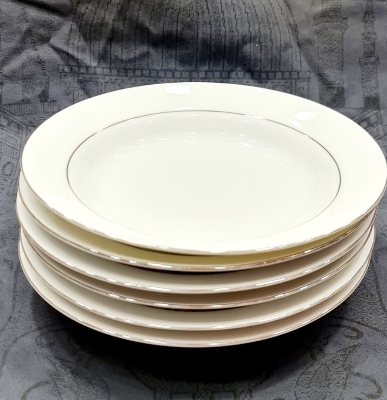 Picture of 6 Pcs Ceramic Flower Print Dinner Plate Set 9"lnch, Deep Rice Dinner Plate, White Color Wikth print. Microwave oven save, Dishwasher Save, Dining Plate Set. CD:MO0