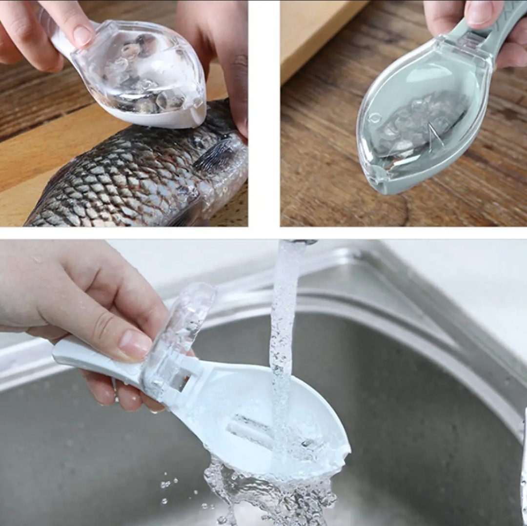 Picture of Peeler with storage box handy peeling with tow way cutter head New Fish Sca  ler Tool scraping Fish Scraper Cleaning Cutter Remover Cleaner Dounp