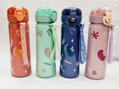 Picture of Water Bottle Vacuum stainless steel 500ml Student Children Cute Cartoon Bear Rabbit Bunny Bounce Bottle Lid Thermos Bottle Cup Stainless Steel